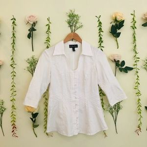 Gretty Zueger White Embroidered Blouse M